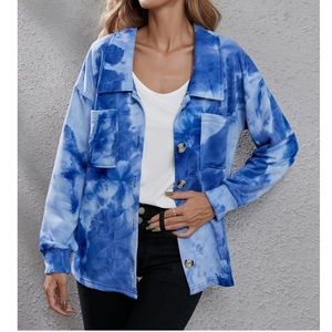 Z Avenue Schacket, Blue Tie-Dye Button-Up. Women & Plus